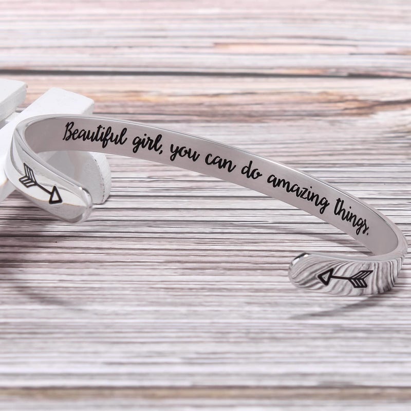 Btysun Teen Gifts Trendy Stuff Girlfriend Easter Gifts Inspirational Bracelets for Women Bracelets for Teen Gift Friendship Bracelets Mantra Jewelry Cuff Bracelet - Image 4